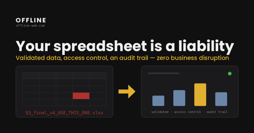 Excel to dashboard rebuild: a broken spreadsheet replaced by a validated Vue dashboard