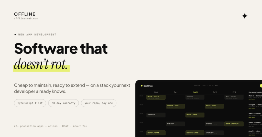 Custom web app development — software that does not rot, built in Vue 3 and TypeScript
