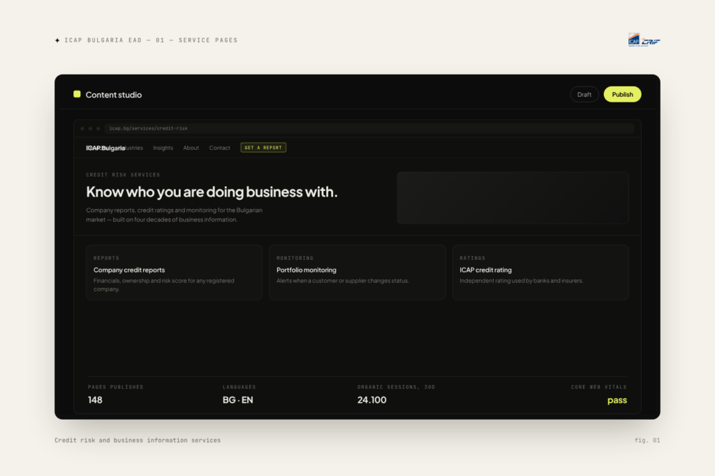 ICAP Bulgaria EAD service pages — Credit risk and business information services