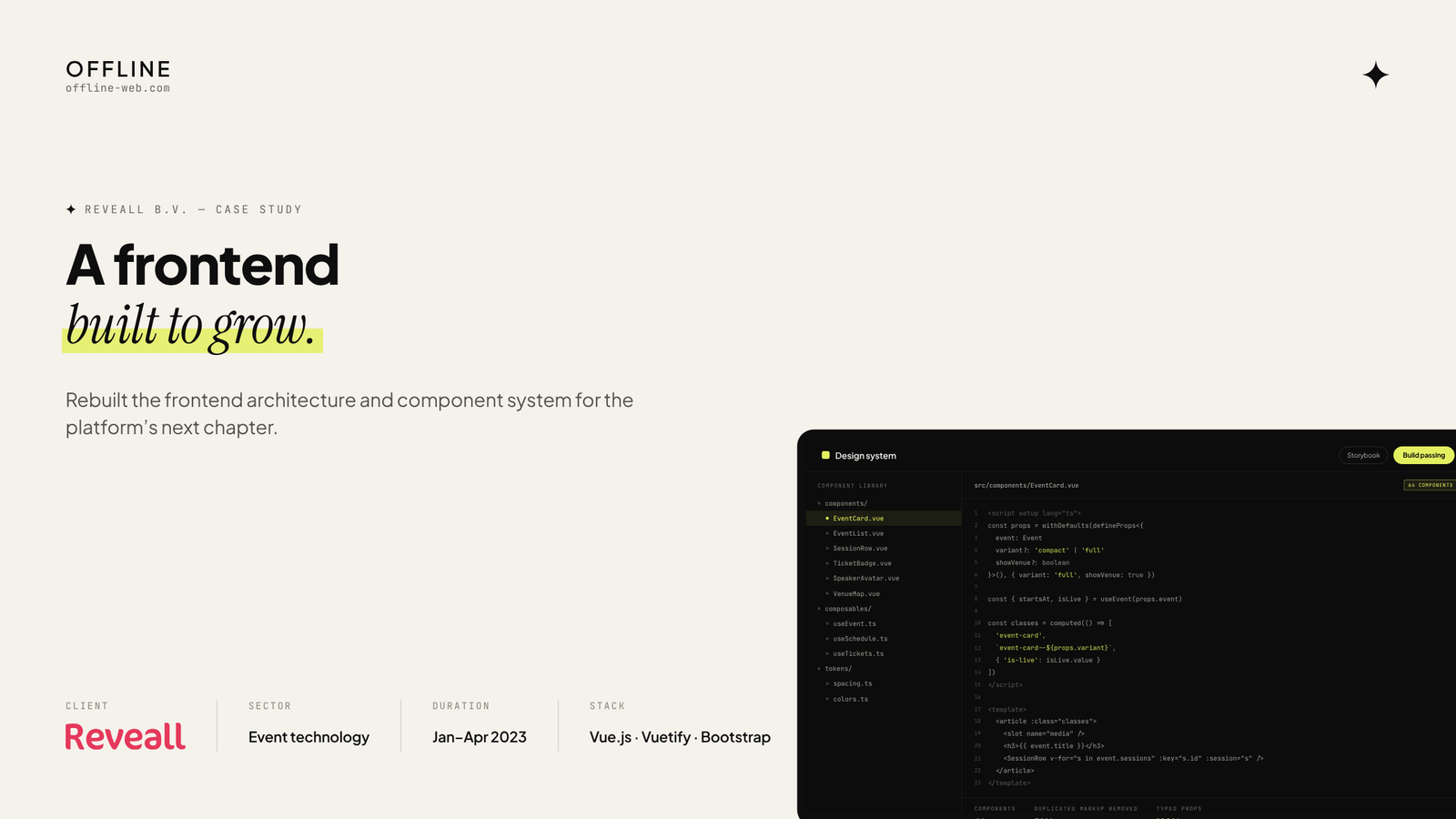 Reveall B.V. case study — Ανακατασκευή της αρχιτεκτονικής frontend και του συστήματος components για το επόμενο κεφάλαιο της πλατφόρμας