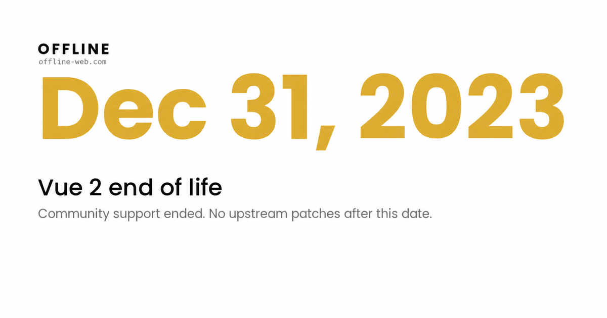 End-of-life date December 31 2023, with no upstream security patches after that date